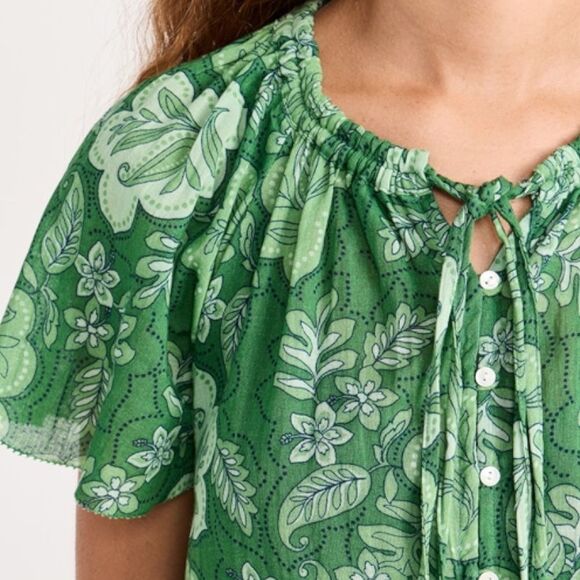 Anthropologie Sundry Mini Swing Dress in Everly Floral Tropical Green Size 0 XS - Picture 11 of 16